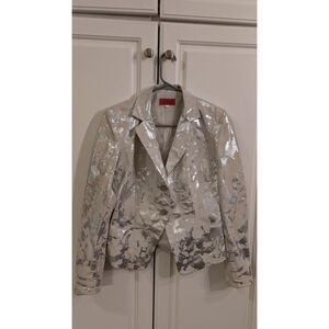 Women's di vita Silver & Beige Suede Blazer, Size 6